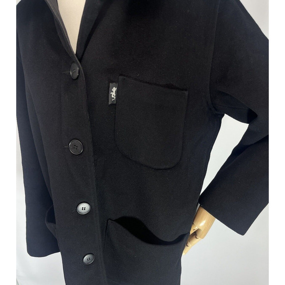 Agnus B. Womens Wool Cashmere Coat Jacket Leather Collar Size 3 FR, 10 Large US - Picture 3 of 16